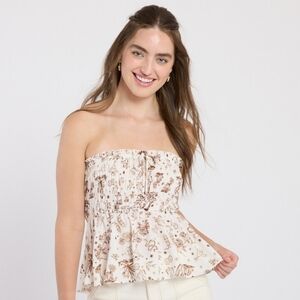 Boho Western Rodeo Print Smocked Tube Top Size XS NWT